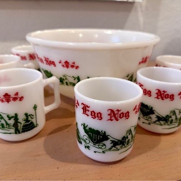 Holiday Egg Nog Mugs with Green and Red Design - Picture 2 of 4